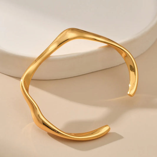 1 Piece Simple Style Solid Color Copper Plating Bangle