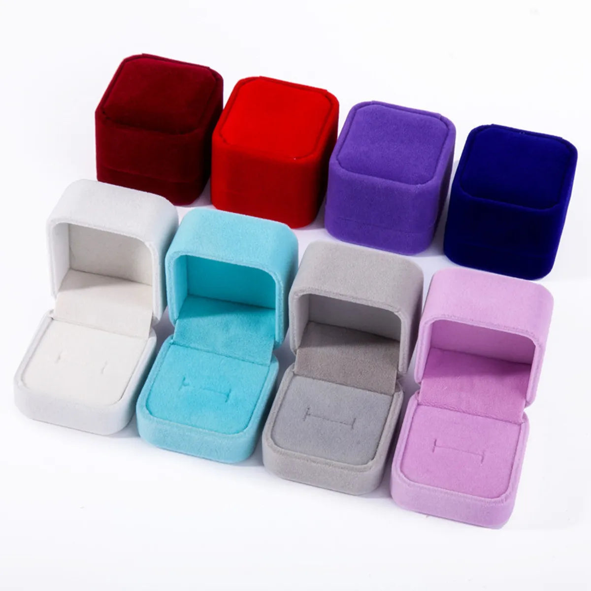 Simple Style Solid Color Flannel Jewelry Boxes