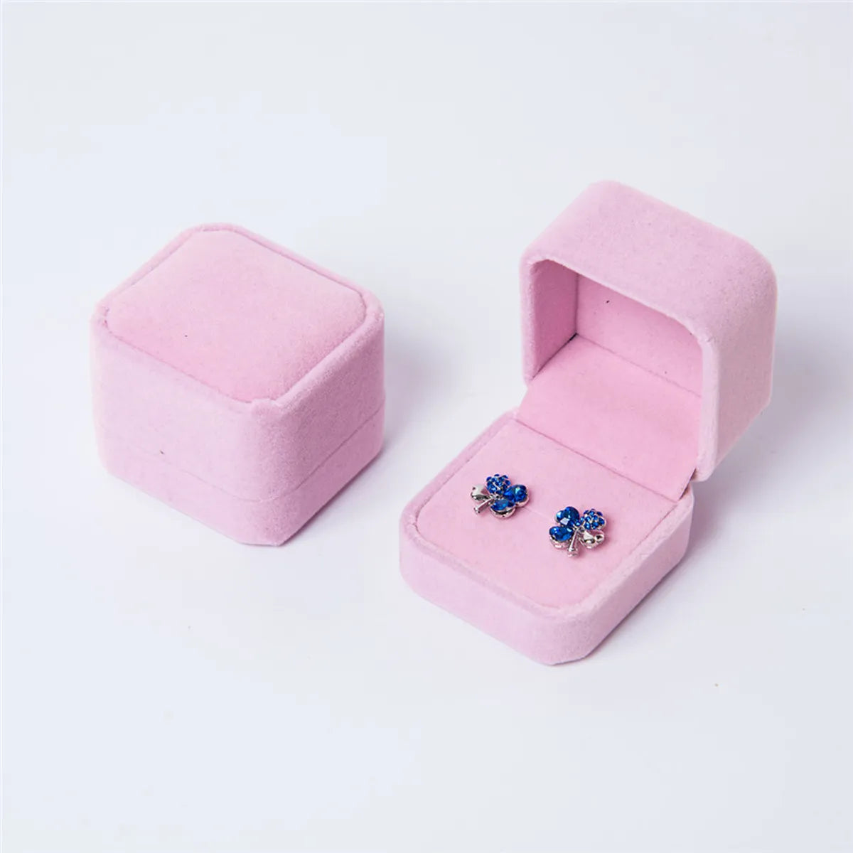 Simple Style Solid Color Flannel Jewelry Boxes