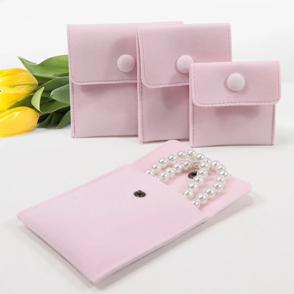 Simple Style Solid Color Flannel Jewelry Packaging Bags