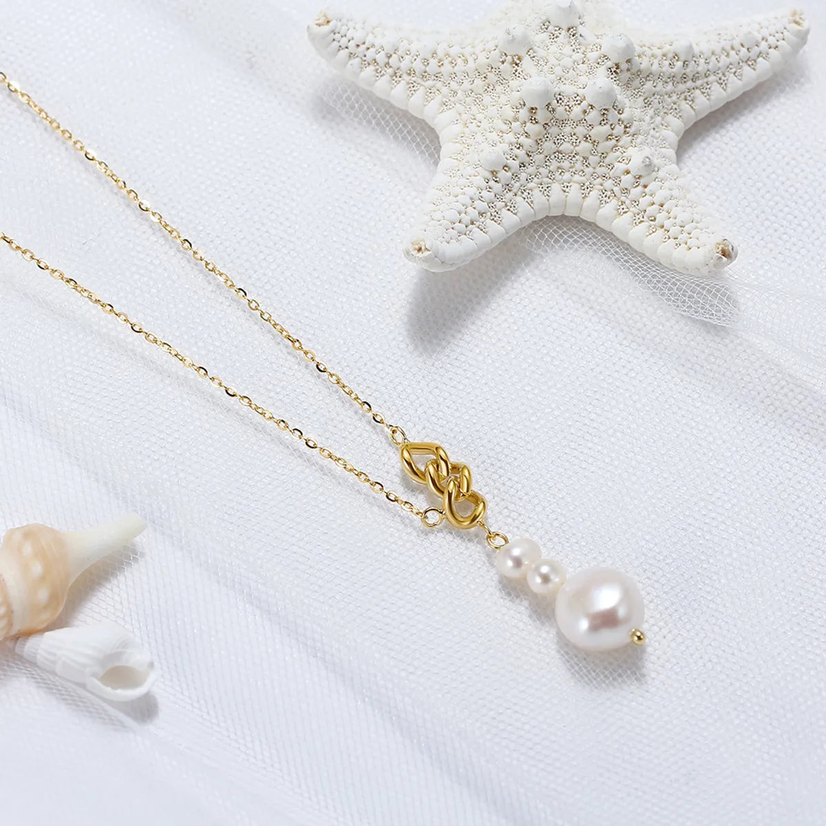 1 Piece Simple Style Solid Color Freshwater Pearl Sterling Silver Plating Pendant Necklace