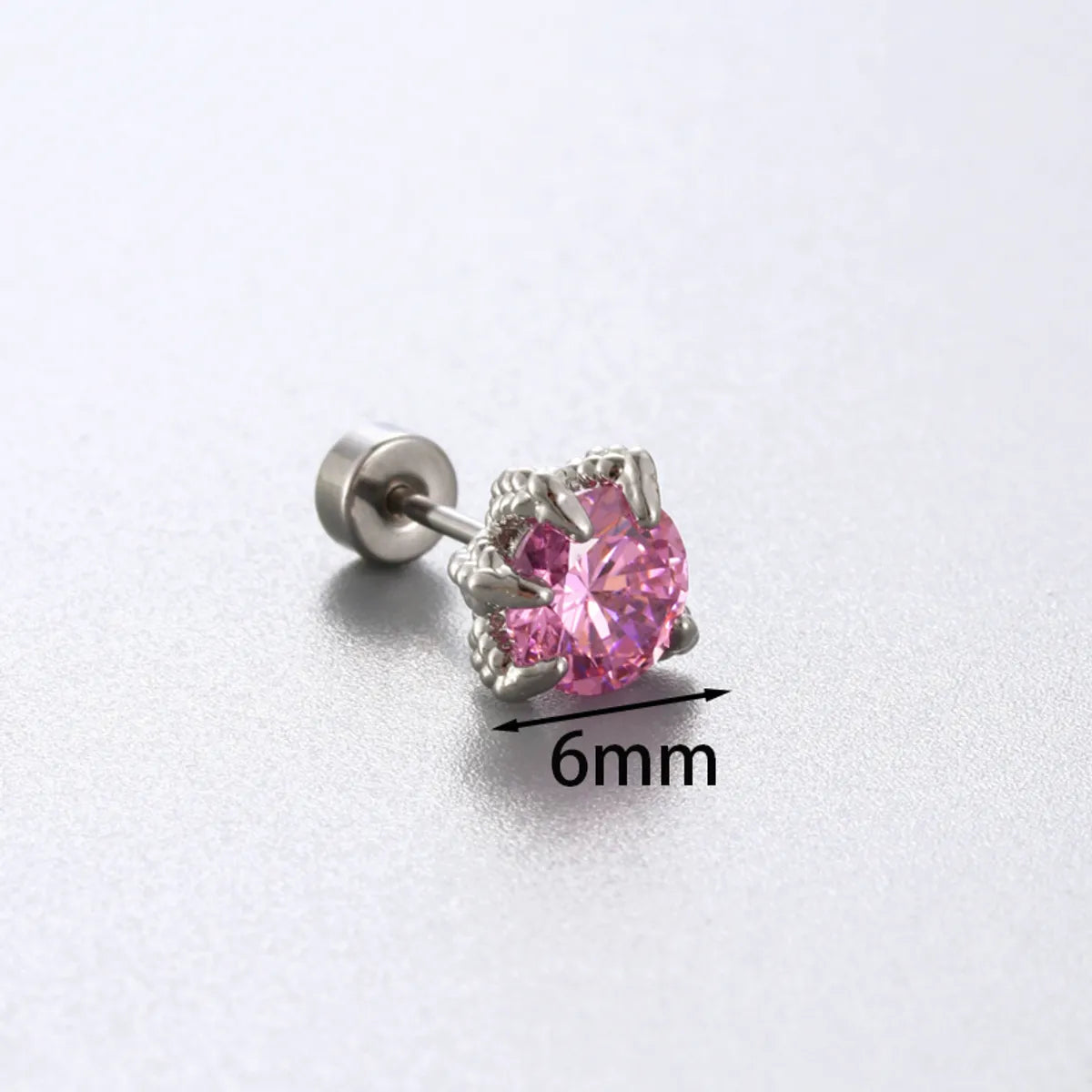 1 Piece Simple Style Solid Color Inlay 316 Stainless Steel  Copper Zircon Ear Studs