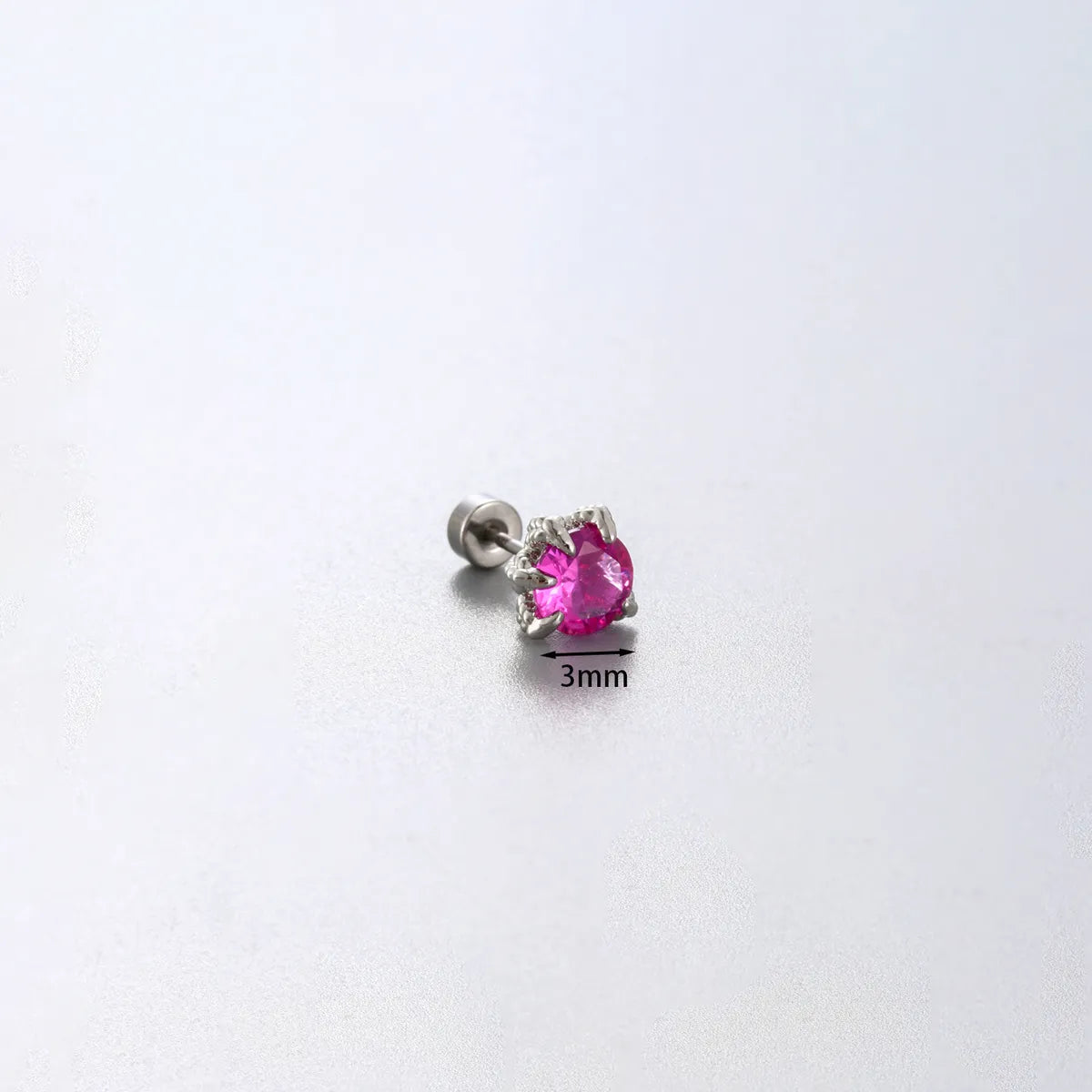 1 Piece Simple Style Solid Color Inlay 316 Stainless Steel  Copper Zircon Ear Studs