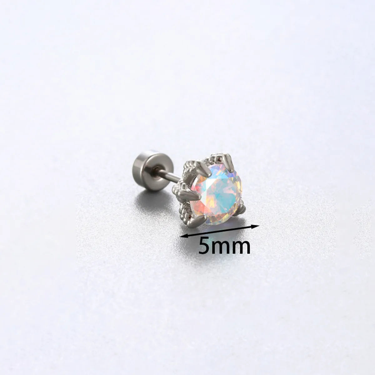 1 Piece Simple Style Solid Color Inlay 316 Stainless Steel  Copper Zircon Ear Studs