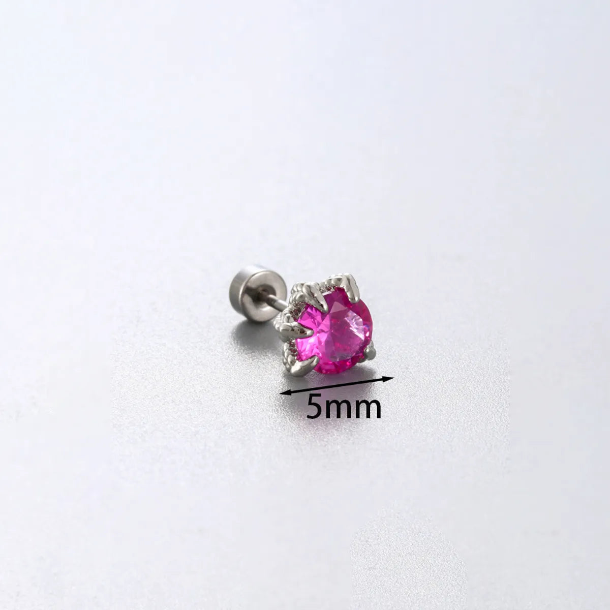 1 Piece Simple Style Solid Color Inlay 316 Stainless Steel  Copper Zircon Ear Studs