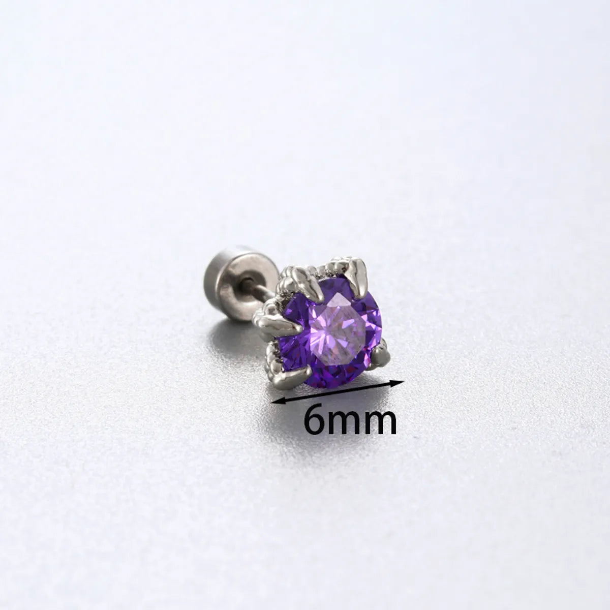 1 Piece Simple Style Solid Color Inlay 316 Stainless Steel  Copper Zircon Ear Studs