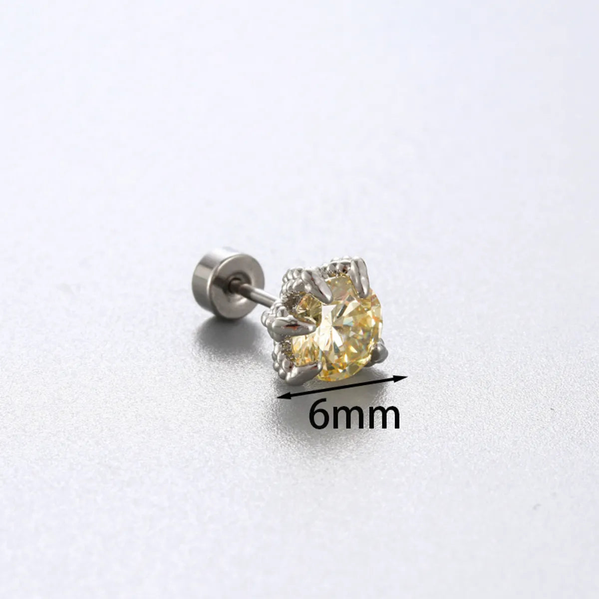 1 Piece Simple Style Solid Color Inlay 316 Stainless Steel  Copper Zircon Ear Studs