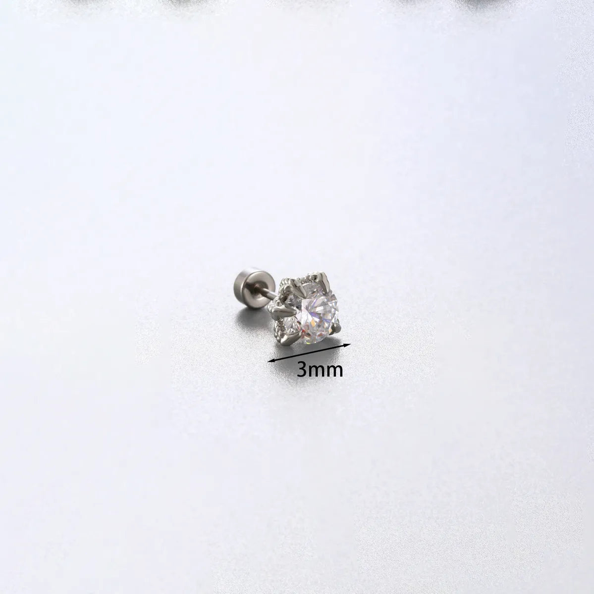 1 Piece Simple Style Solid Color Inlay 316 Stainless Steel  Copper Zircon Ear Studs