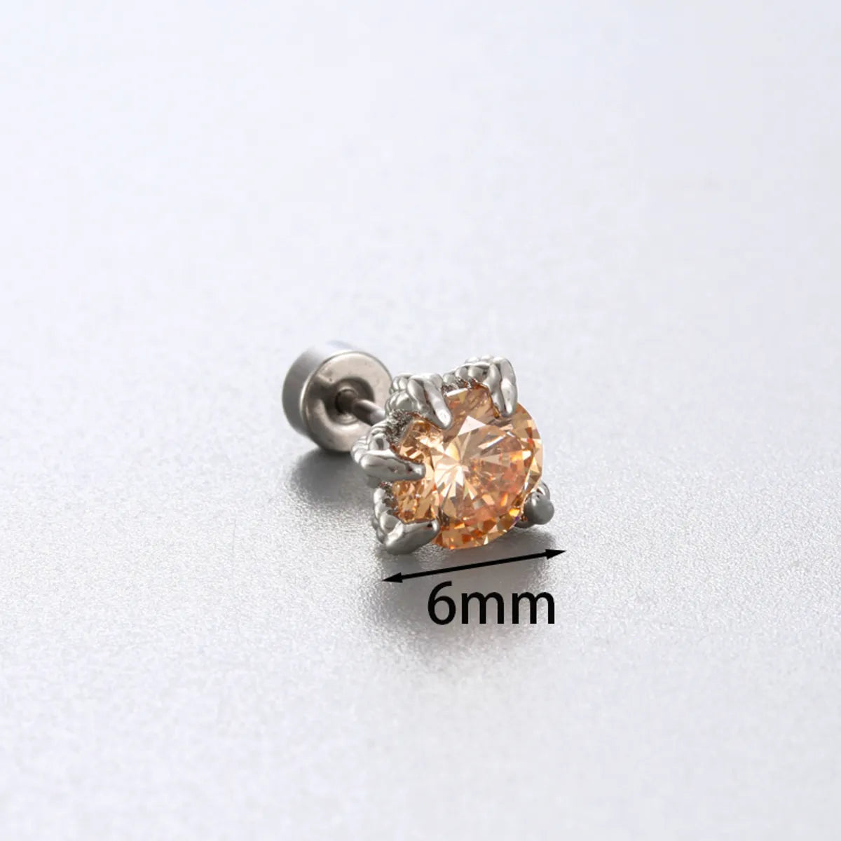 1 Piece Simple Style Solid Color Inlay 316 Stainless Steel  Copper Zircon Ear Studs