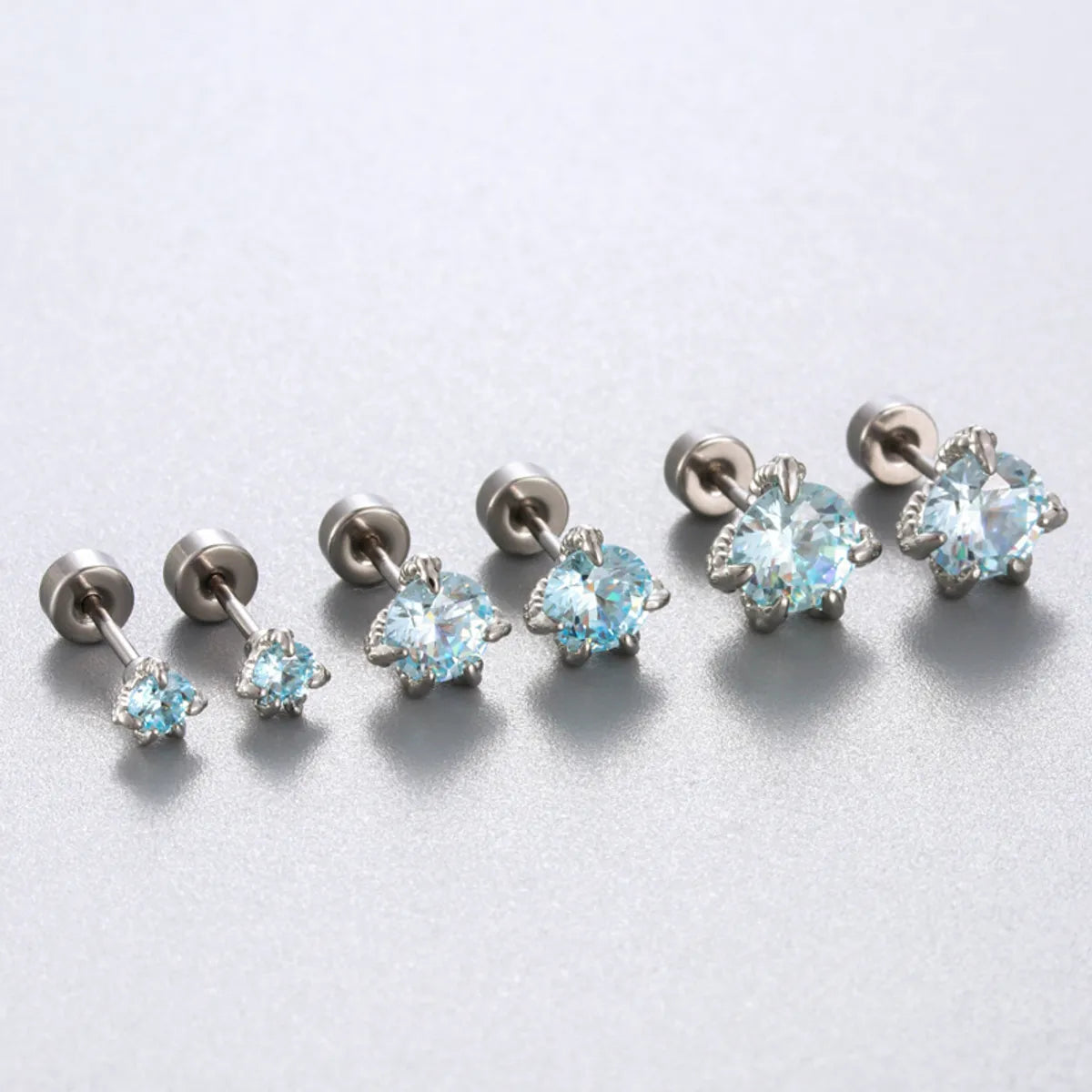 1 Piece Simple Style Solid Color Inlay 316 Stainless Steel  Copper Zircon Ear Studs