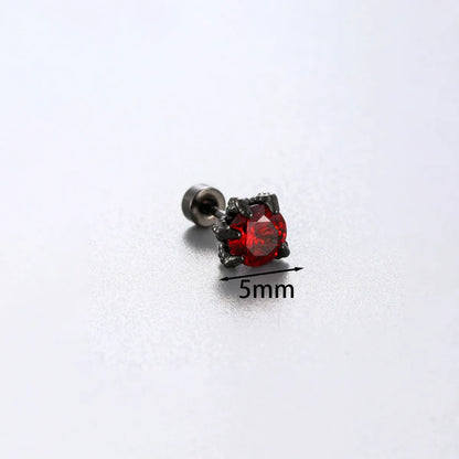 1 Piece Simple Style Solid Color Inlay 316 Stainless Steel  Copper Zircon Ear Studs