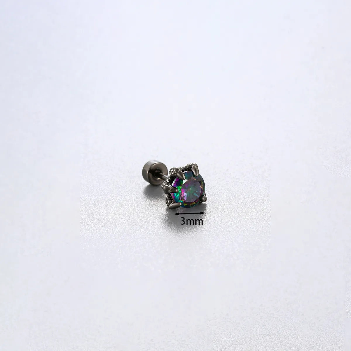 1 Piece Simple Style Solid Color Inlay 316 Stainless Steel  Copper Zircon Ear Studs