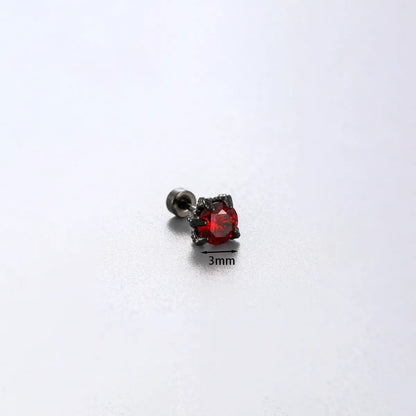 1 Piece Simple Style Solid Color Inlay 316 Stainless Steel  Copper Zircon Ear Studs