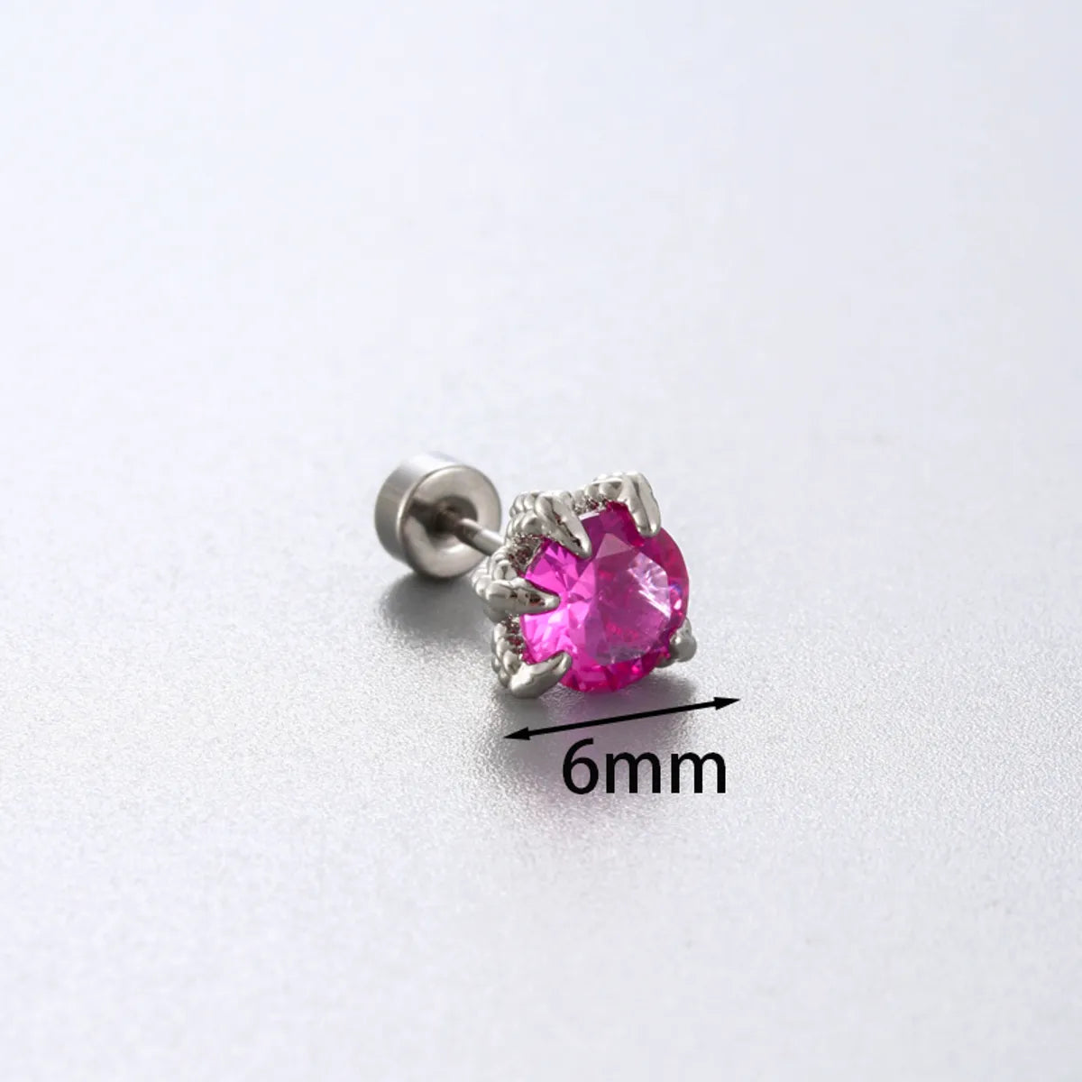 1 Piece Simple Style Solid Color Inlay 316 Stainless Steel  Copper Zircon Ear Studs