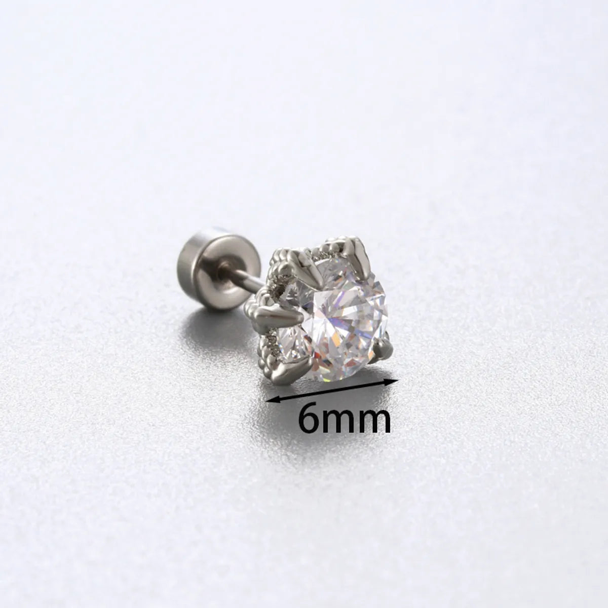 1 Piece Simple Style Solid Color Inlay 316 Stainless Steel  Copper Zircon Ear Studs