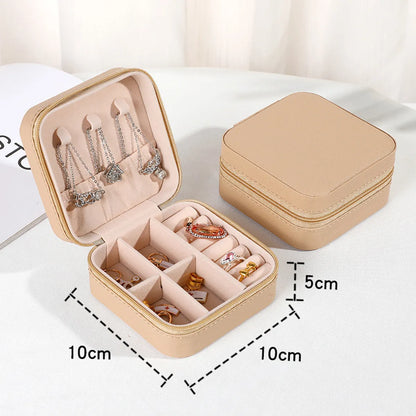 Simple Style Solid Color Leather Jewelry Boxes