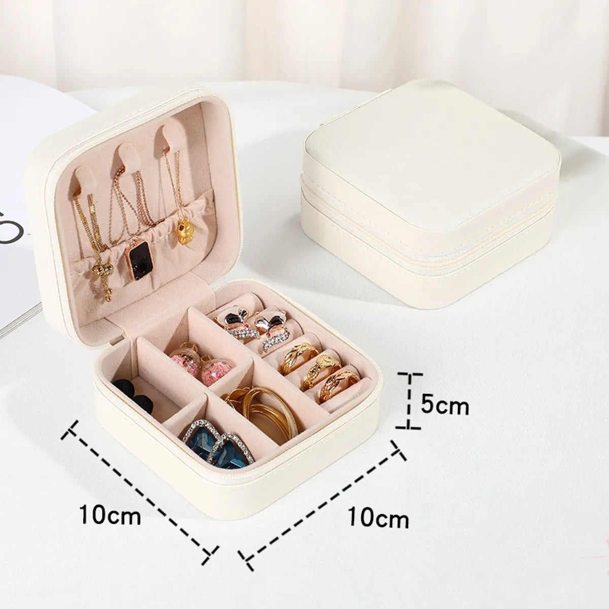 Simple Style Solid Color Leather Jewelry Boxes