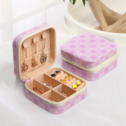 Simple Style Solid Color Leather Jewelry Boxes