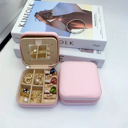 1 Piece Simple Style Solid Color Leather Jewelry Boxes