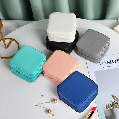 1 Piece Simple Style Solid Color Leather Jewelry Boxes