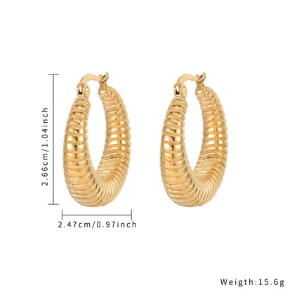 1 Piece Simple Style Solid Color Plating Inlay Stainless Steel Zircon Gold Plated Earrings