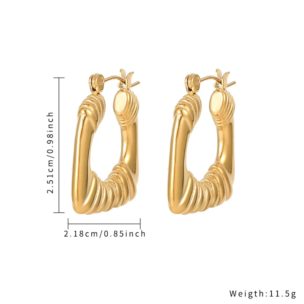 1 Piece Simple Style Solid Color Plating Inlay Stainless Steel Zircon Gold Plated Earrings