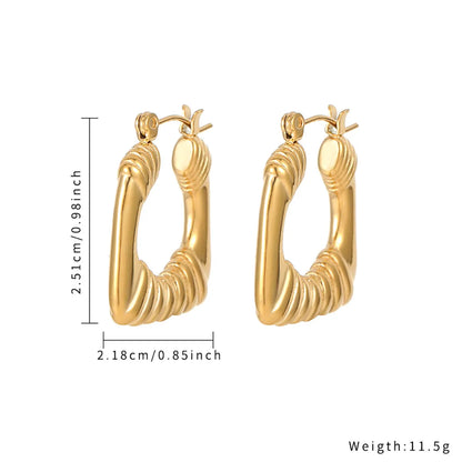 1 Piece Simple Style Solid Color Plating Inlay Stainless Steel Zircon Gold Plated Earrings