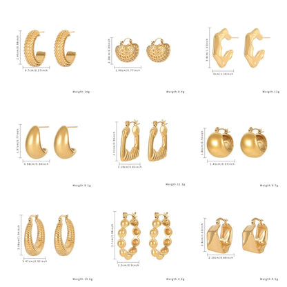 1 Piece Simple Style Solid Color Plating Inlay Stainless Steel Zircon Gold Plated Earrings