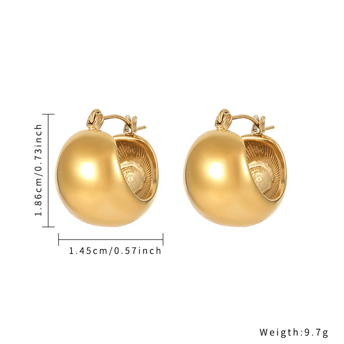 1 Piece Simple Style Solid Color Plating Inlay Stainless Steel Zircon Gold Plated Earrings