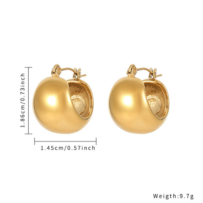 1 Piece Simple Style Solid Color Plating Inlay Stainless Steel Zircon Gold Plated Earrings