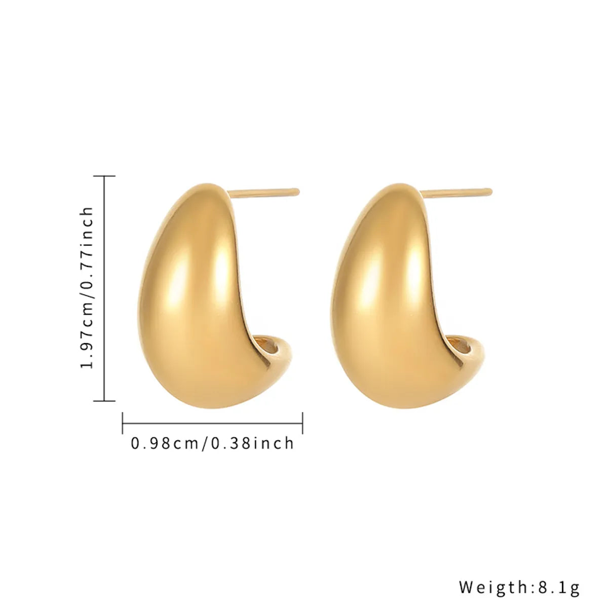 1 Piece Simple Style Solid Color Plating Inlay Stainless Steel Zircon Gold Plated Earrings