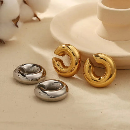 1 Piece Simple Style Solid Color Plating Stainless Steel Gold Plated Ear Cuffs