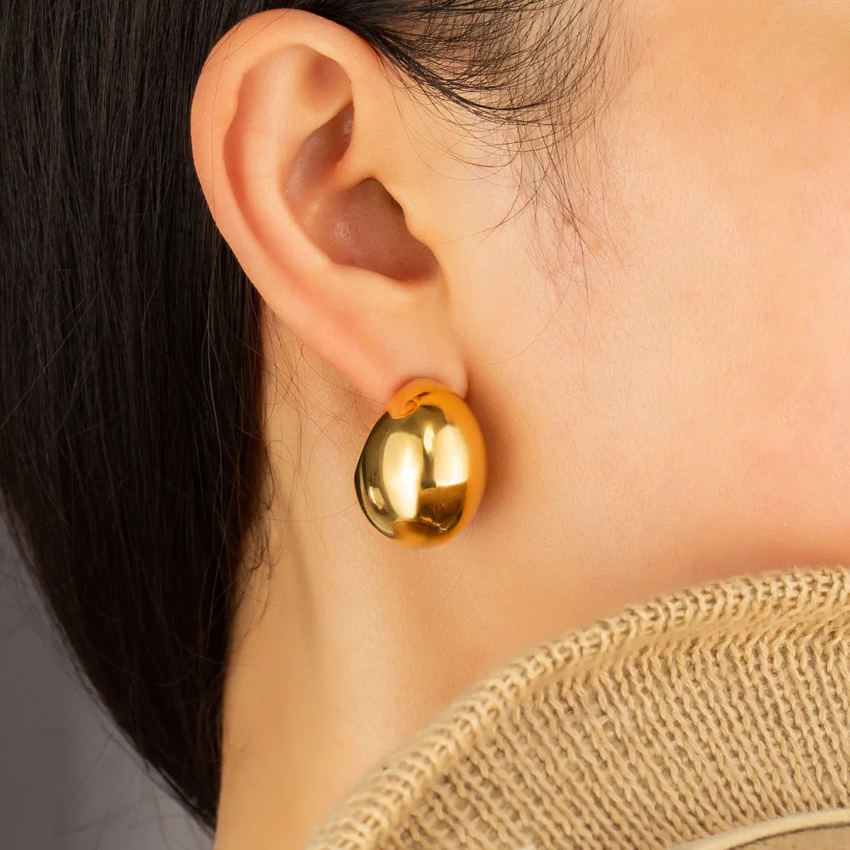 1 Piece Simple Style Solid Color Plating Stainless Steel Gold Plated Ear Studs