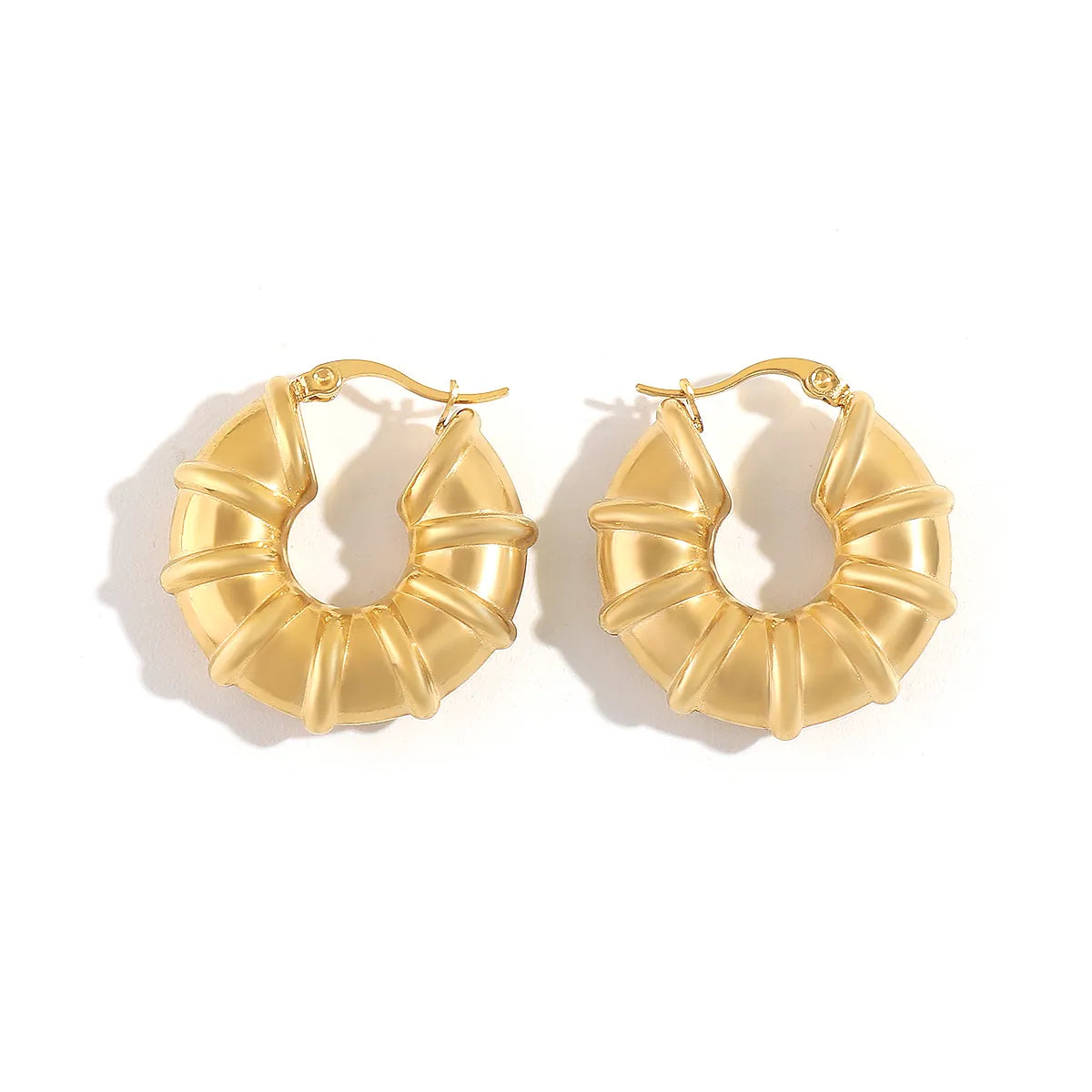 1 Piece Simple Style Solid Color Plating Stainless Steel Gold Plated Ear Studs