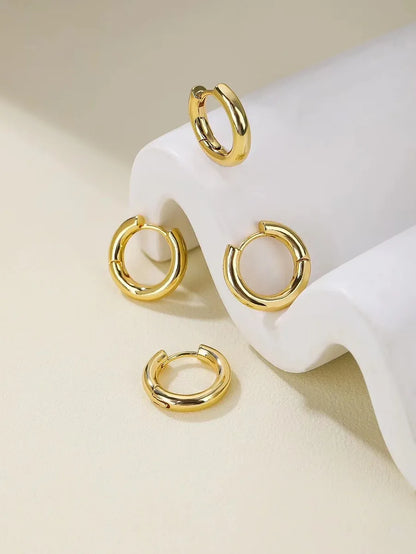 1 Piece Simple Style Solid Color Plating Stainless Steel Hoop Earrings