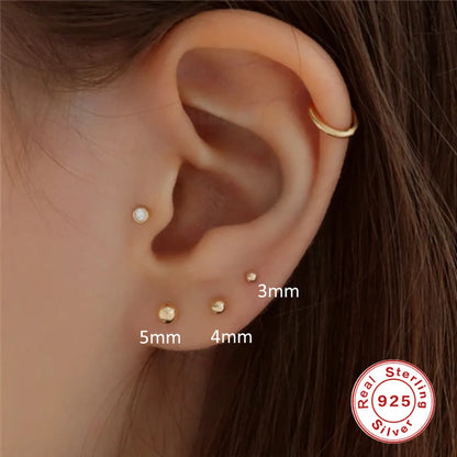 1 Piece Simple Style Solid Color Plating Sterling Silver Rhinestones Ear Studs