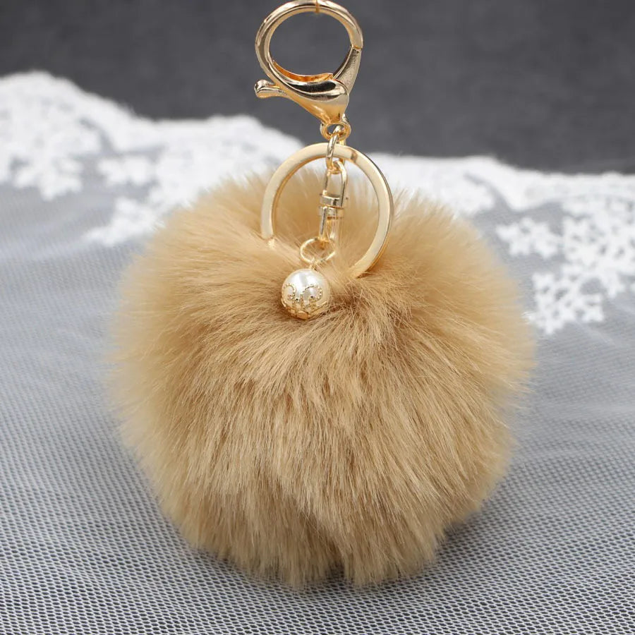 1 Piece Simple Style Solid Color Simulation Wool Keychain