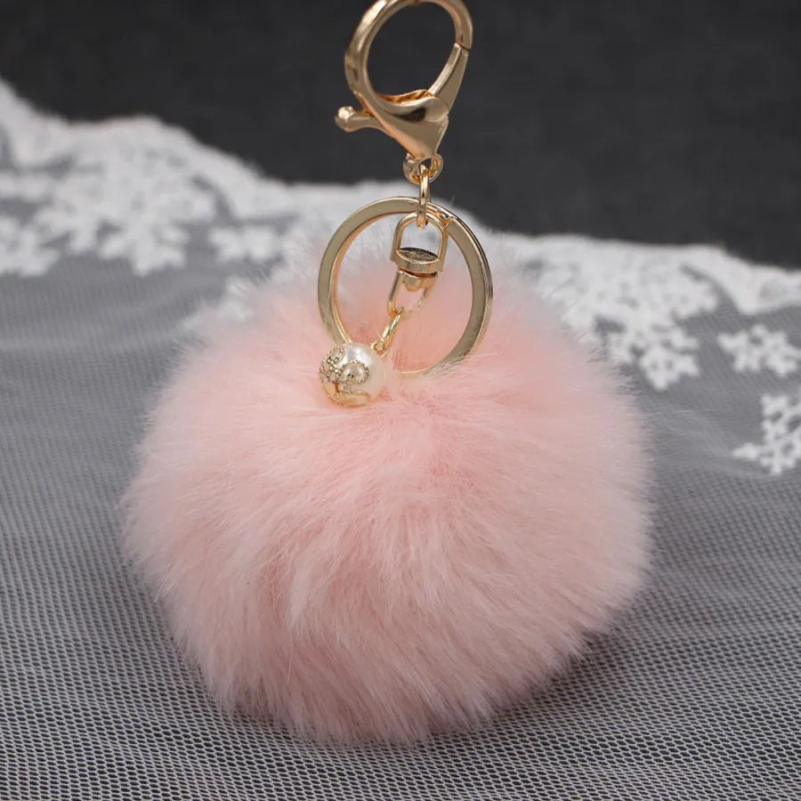 1 Piece Simple Style Solid Color Simulation Wool Keychain