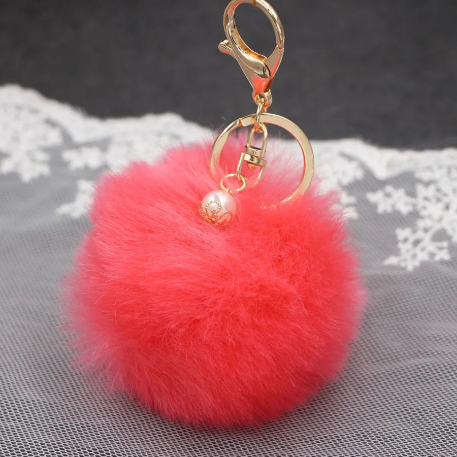 1 Piece Simple Style Solid Color Simulation Wool Keychain