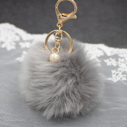 1 Piece Simple Style Solid Color Simulation Wool Keychain