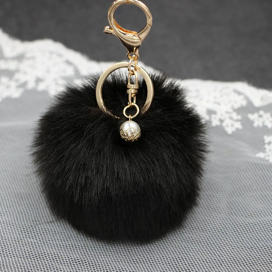 1 Piece Simple Style Solid Color Simulation Wool Keychain