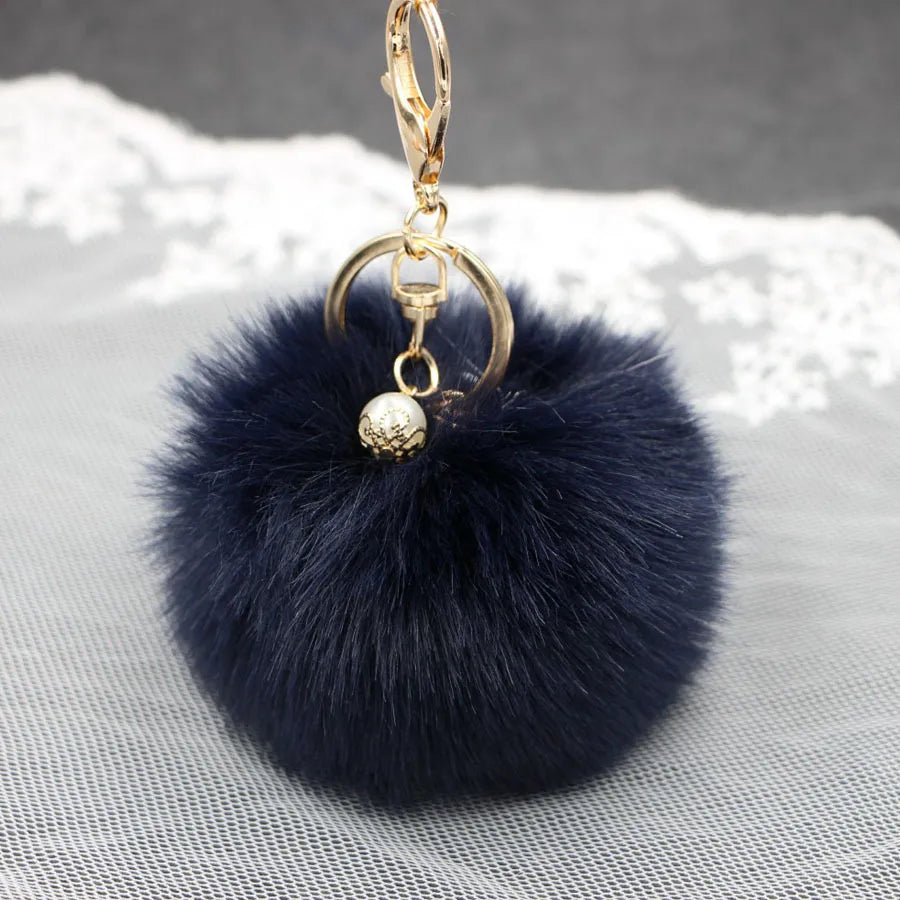 1 Piece Simple Style Solid Color Simulation Wool Keychain