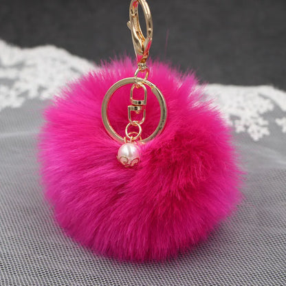 1 Piece Simple Style Solid Color Simulation Wool Keychain