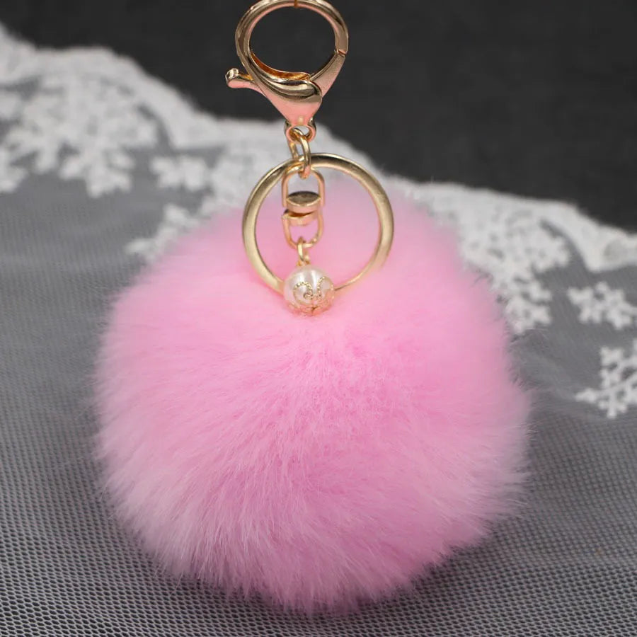 1 Piece Simple Style Solid Color Simulation Wool Keychain