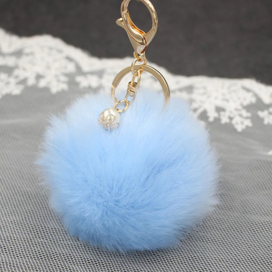 1 Piece Simple Style Solid Color Simulation Wool Keychain