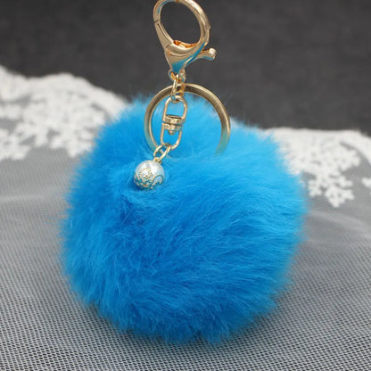 1 Piece Simple Style Solid Color Simulation Wool Keychain