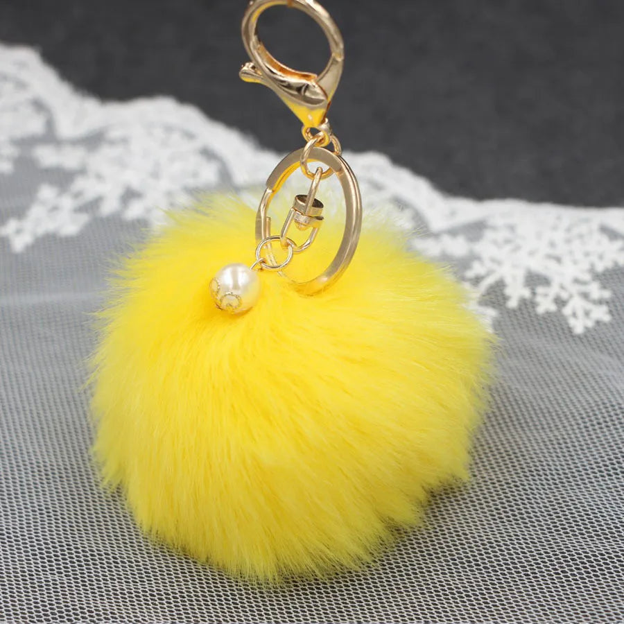 1 Piece Simple Style Solid Color Simulation Wool Keychain