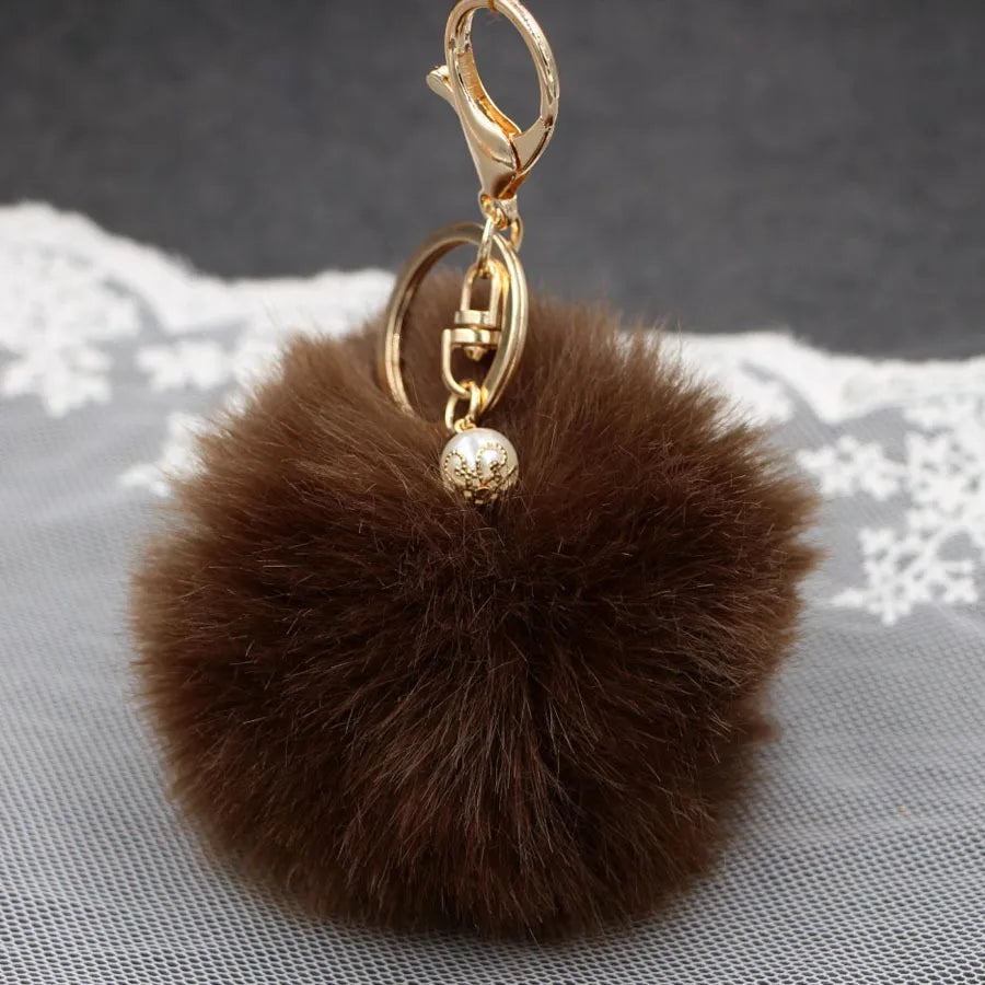 1 Piece Simple Style Solid Color Simulation Wool Keychain