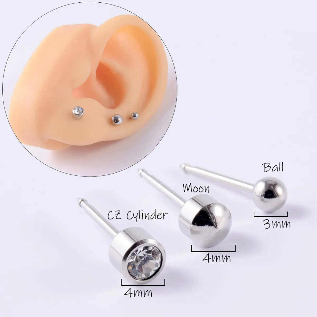 1 Piece Simple Style Solid Color Stainless Steel Ear Puncher Ear Studs