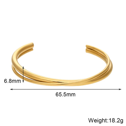 1 Piece Simple Style Solid Color Stainless Steel Plating Bangle